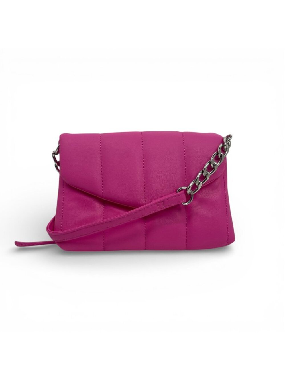 Primark Pink Quilted Crossbody Bag With Chain Strap & Magnetic Closure